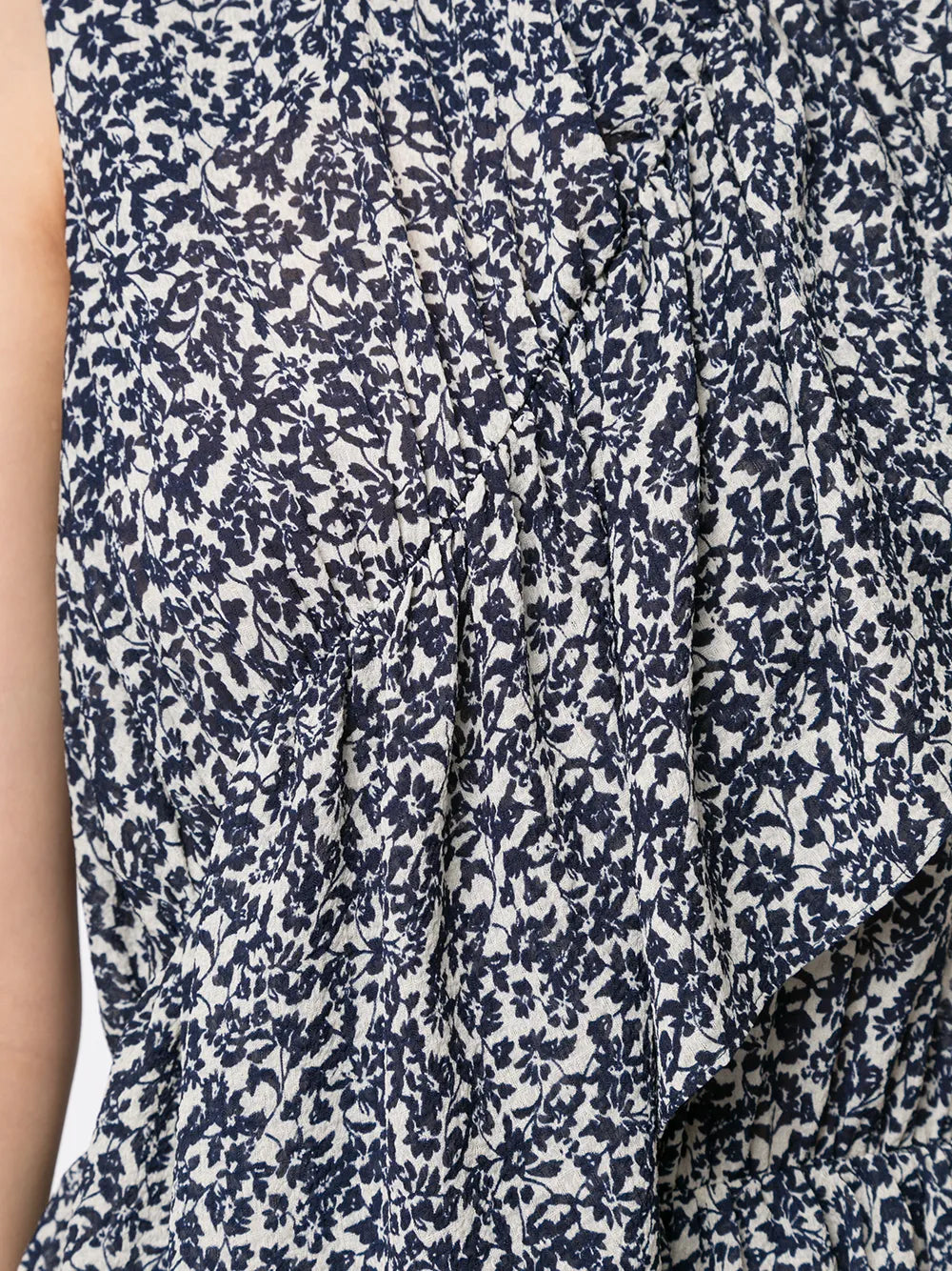 Goenj Floral Print Asymmetric Ruffled Dress