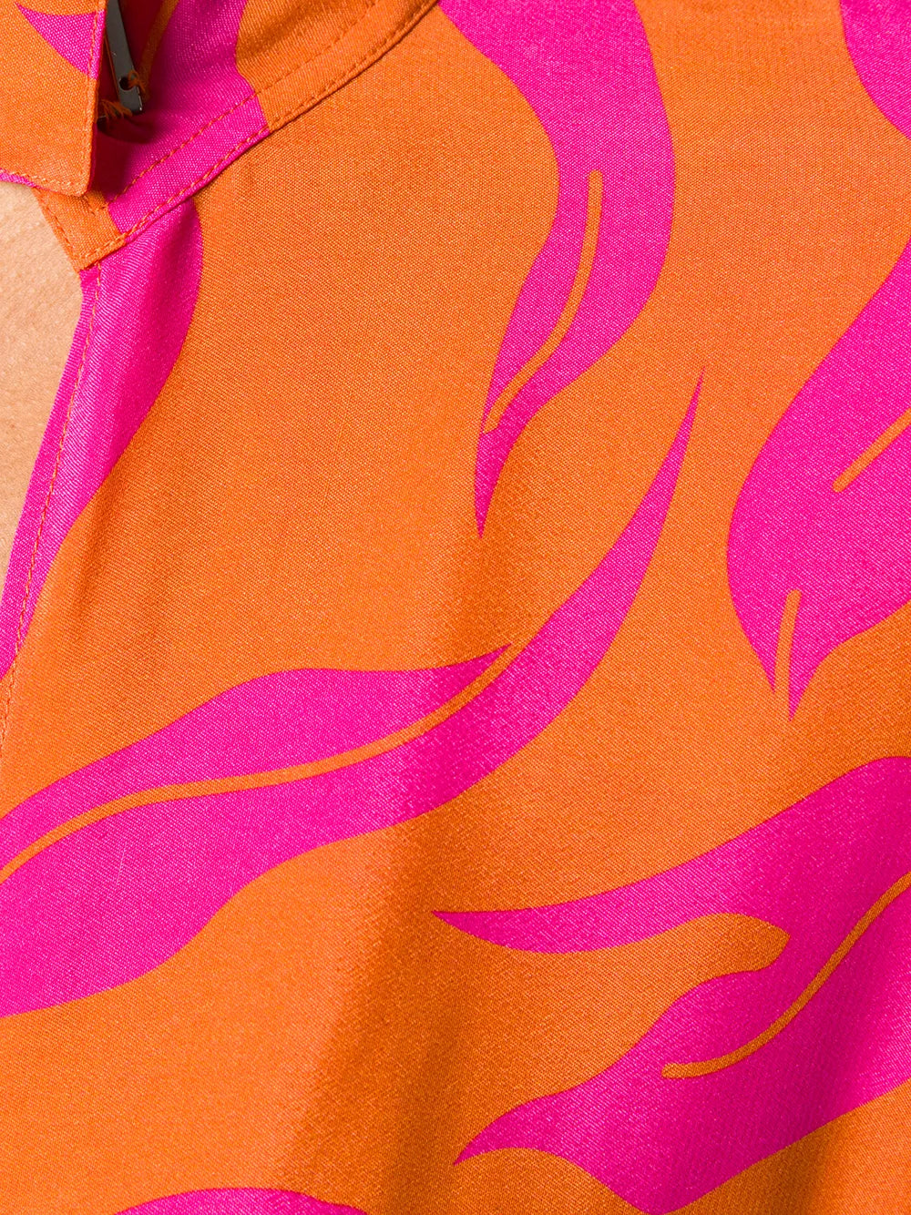 Off White Leaf Print Plung Dress