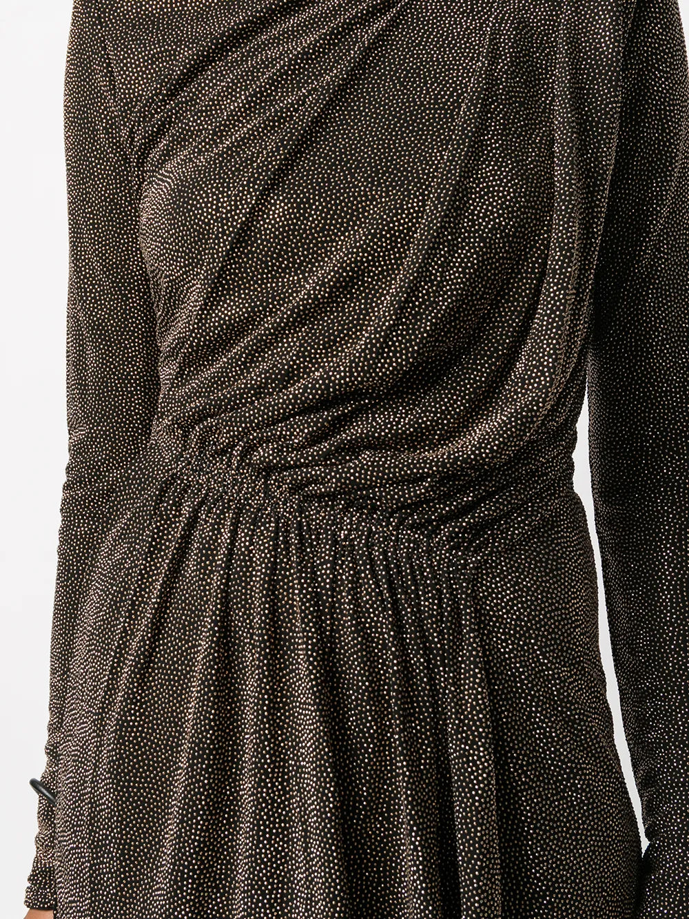 Saint Laurent Draped Metallic Padded Shoulder Dress