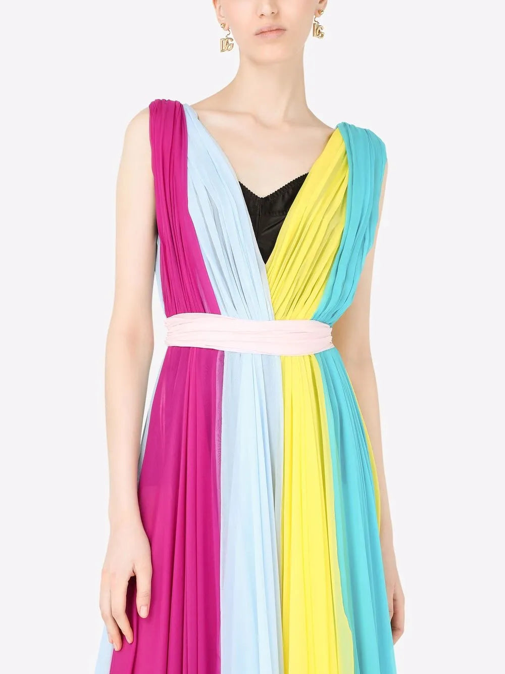 Dolce Gabbana Gathered Chiffon Maxi Dress