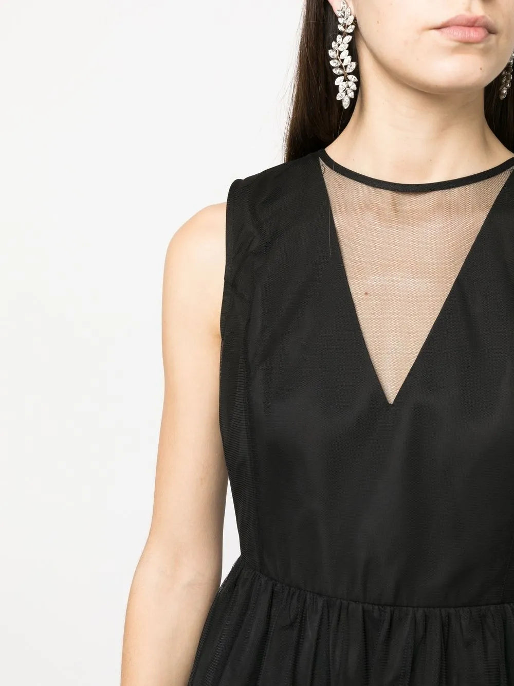 Twinset Tulle Trim Sleeveless Midi Dress