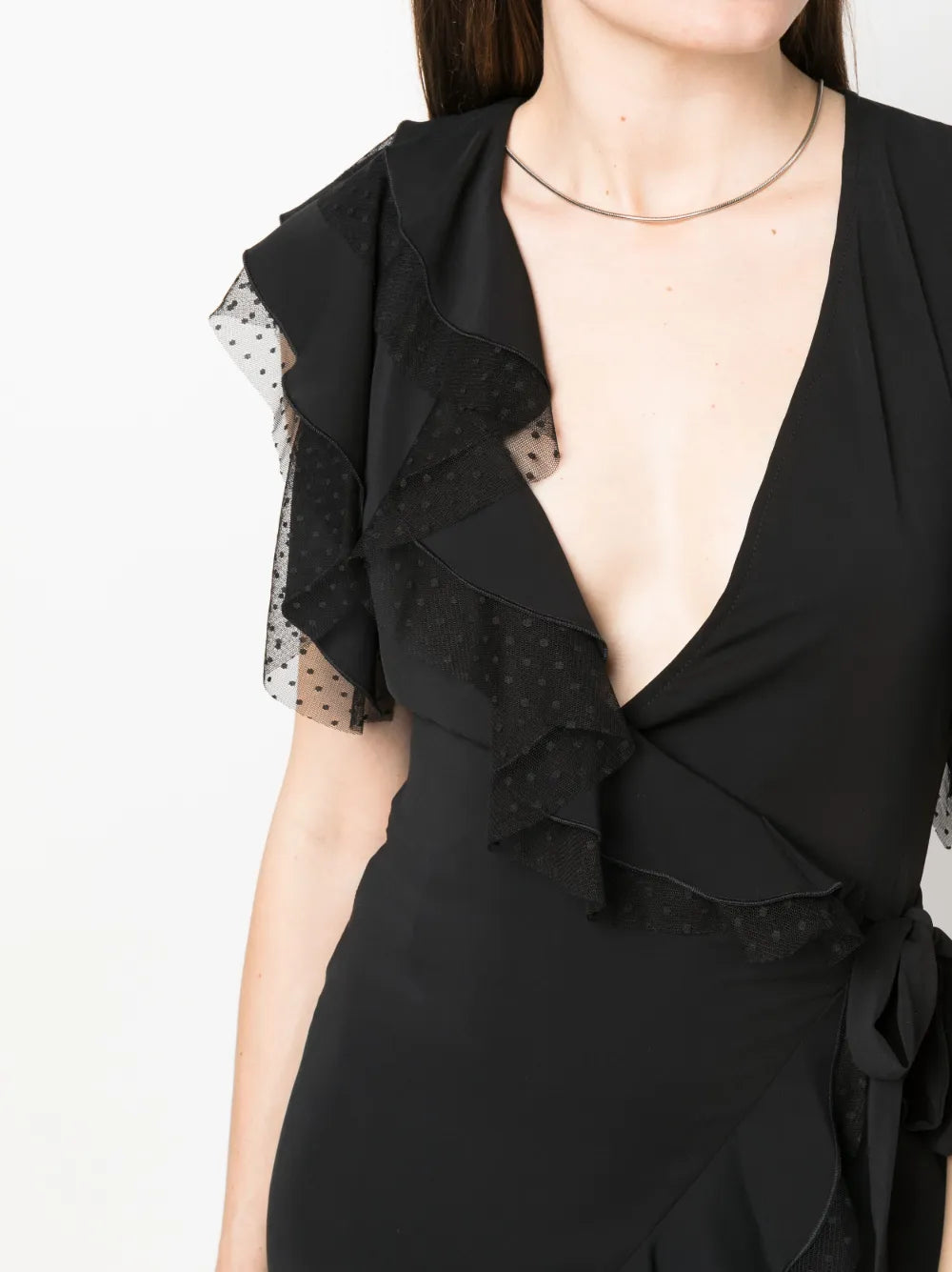 Nissa Tulle Detailing Draped Mini Dress