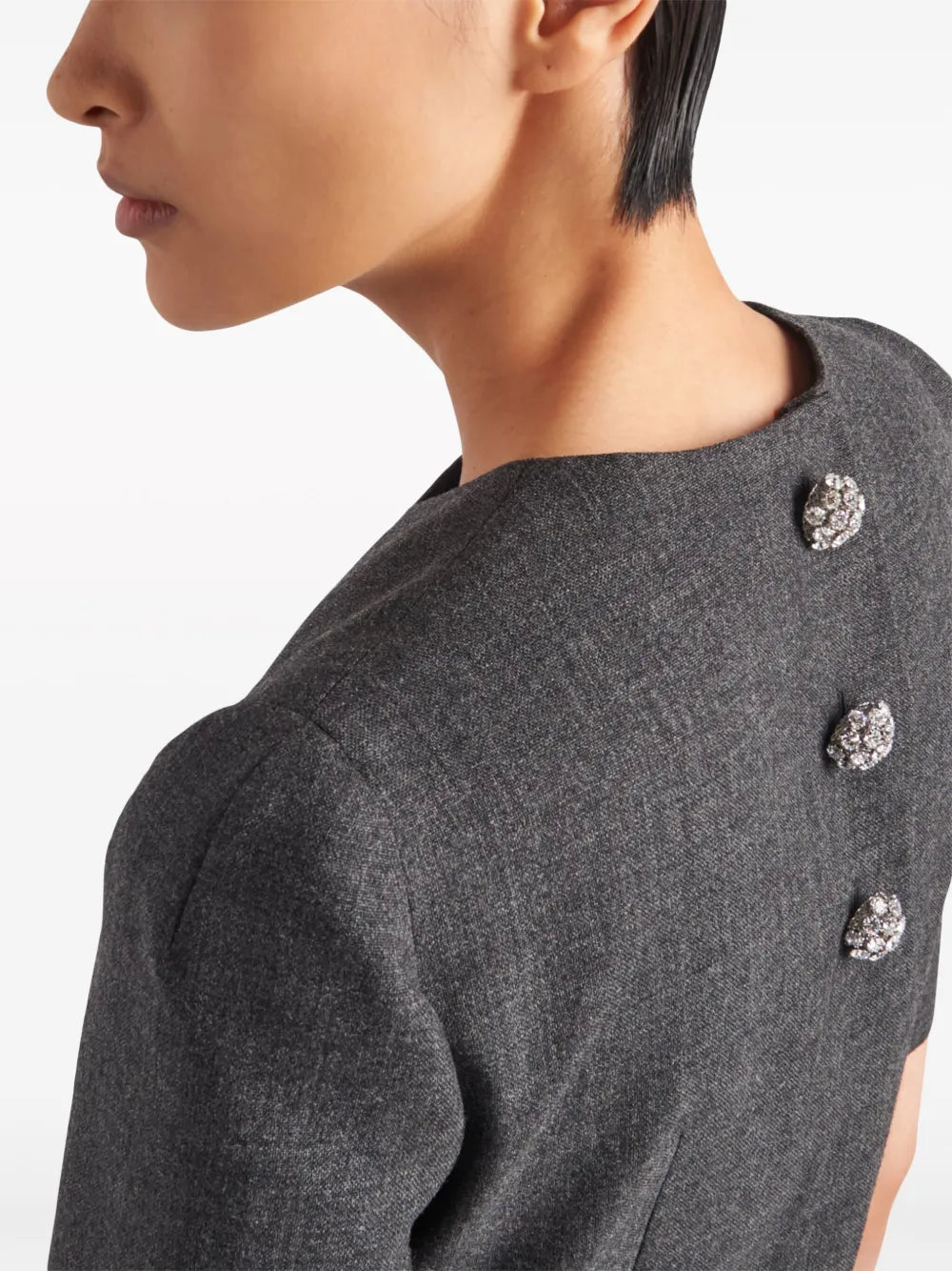 Prada Button Embellishment Wool Minidress