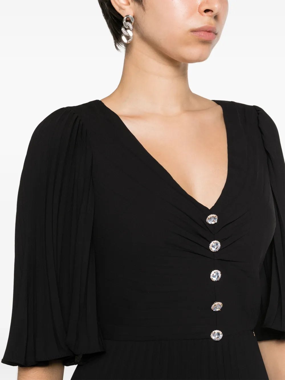 Nissa Rhinestone Embellished Pleated Dress