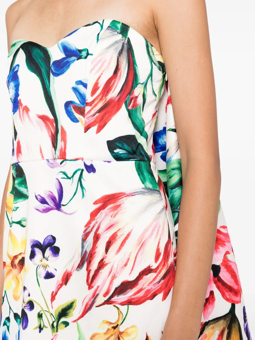 Marchesa Notte Mikado Floral Print Mini Dress