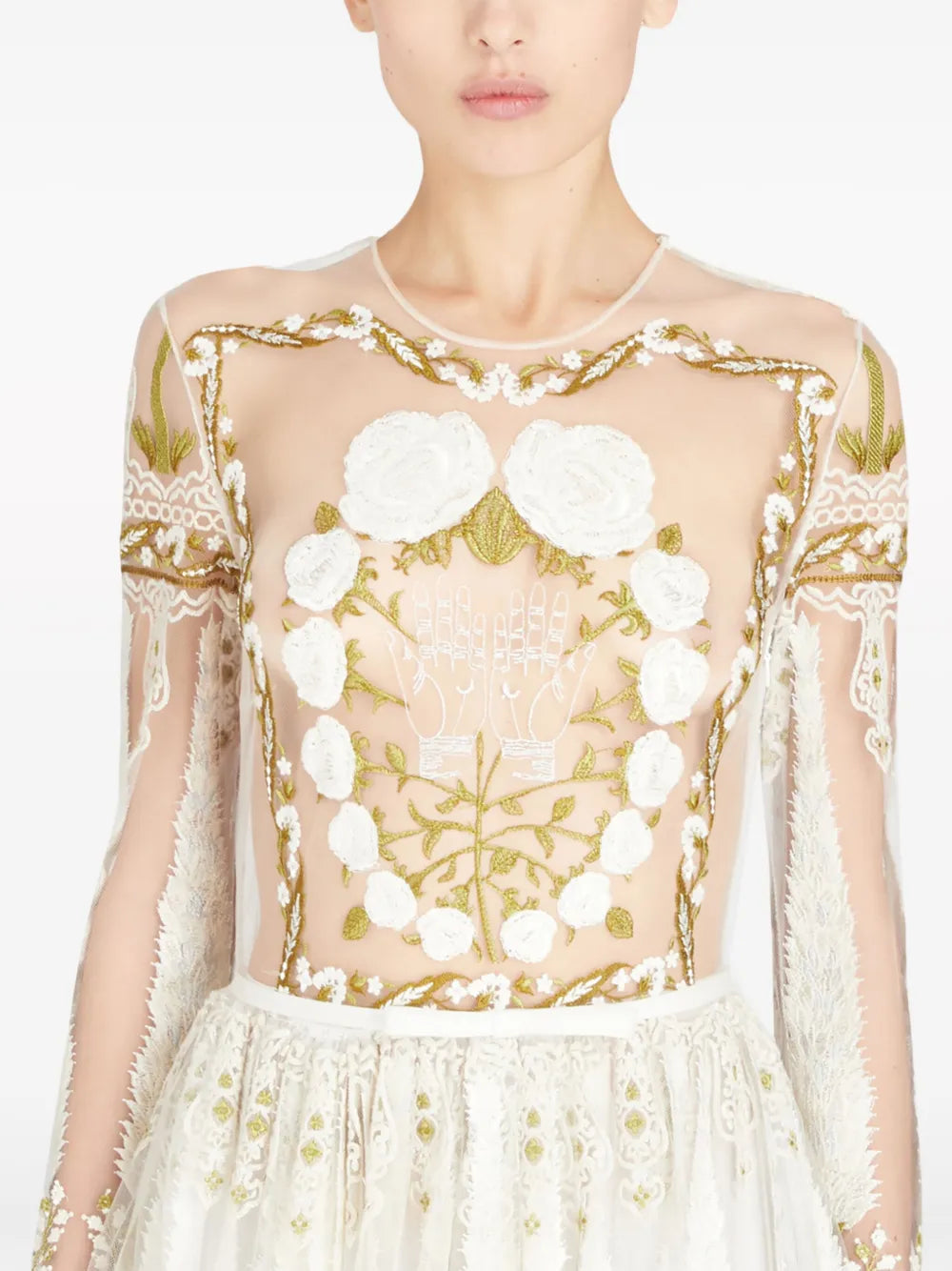Giambattista Valli Jardin Deden Embroidered Tulle Maxi Dress