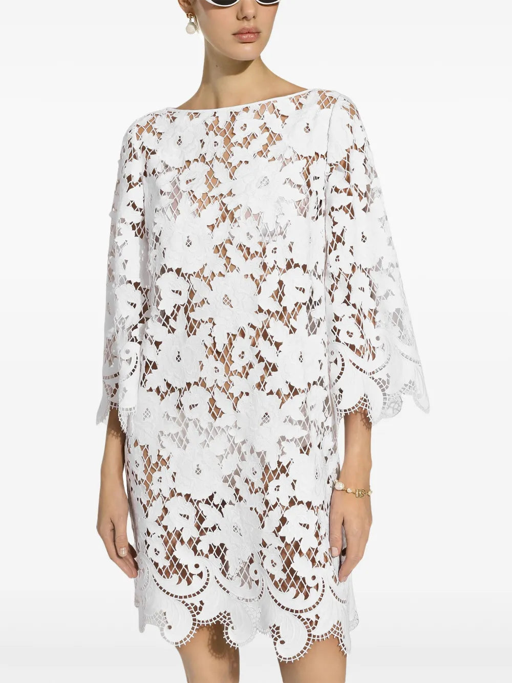 Dolce Gabbana Embroidered Mesh Minidress