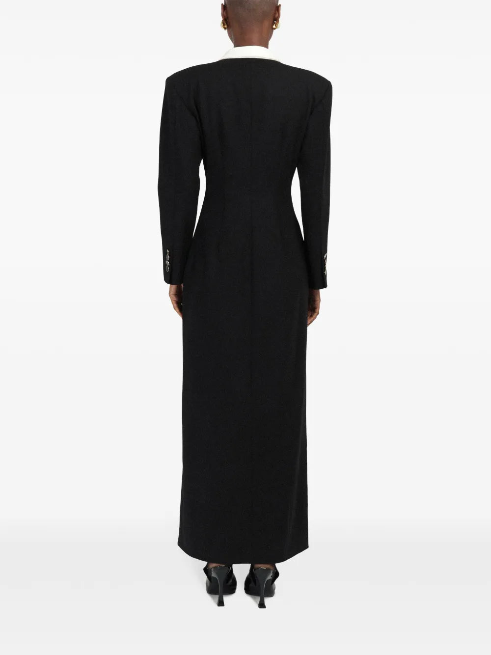 Rowen Rose Contrasting Collar Tuxedo Maxi Dress