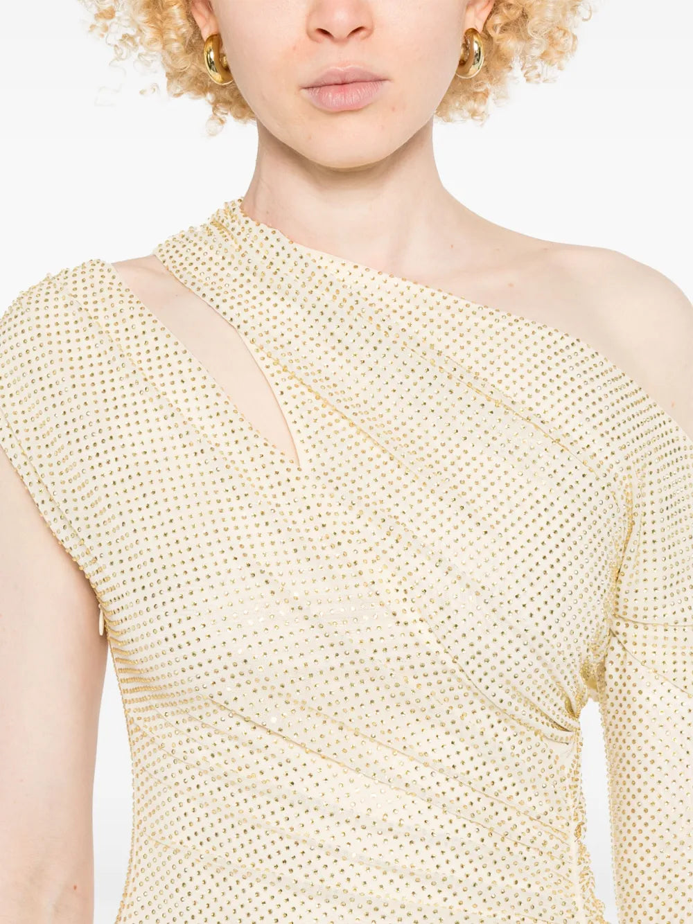 Self Portrait Rhinestone Embellished Gathered Gown