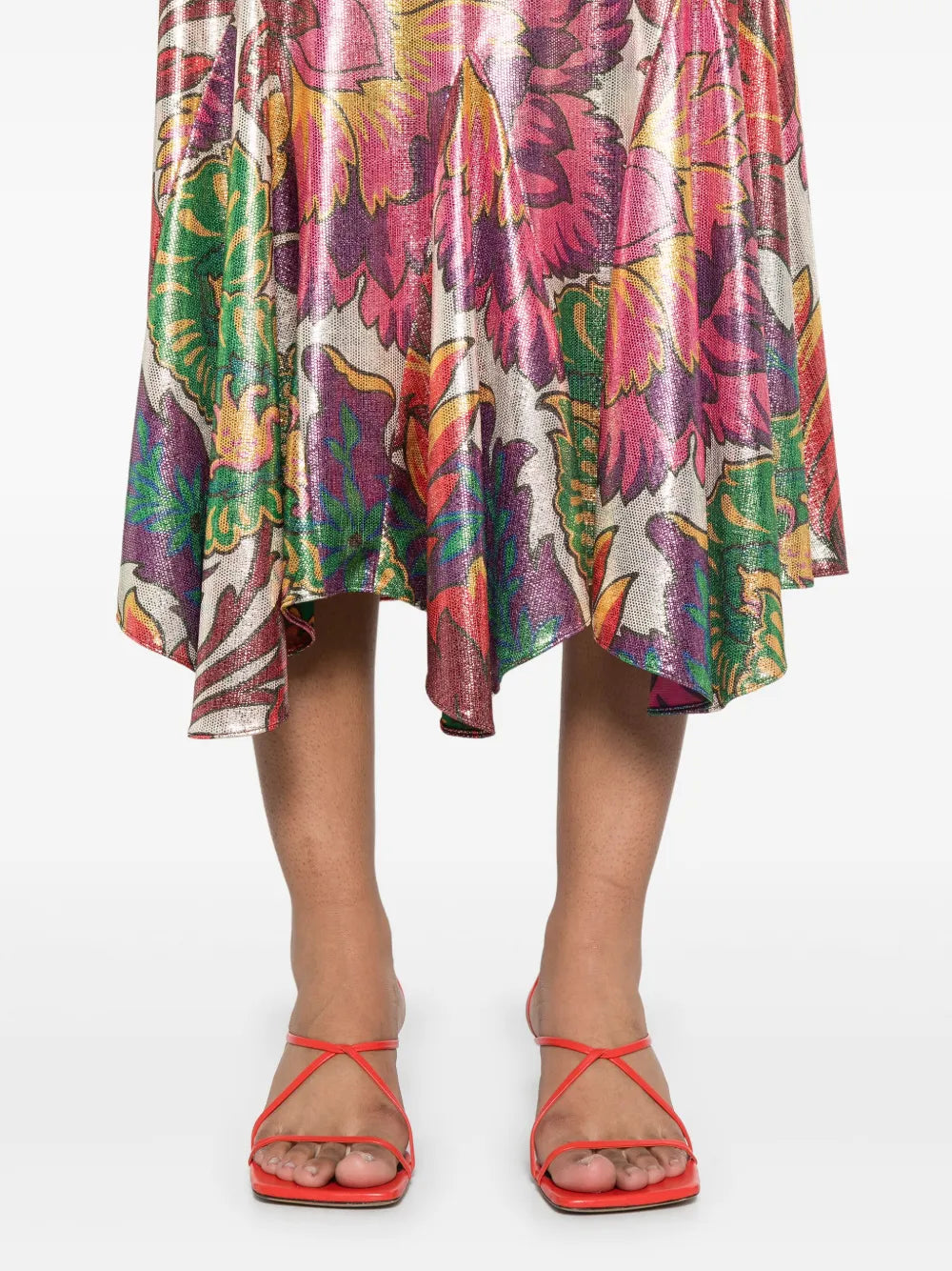Etro Floral Print Laminated Midi Dress