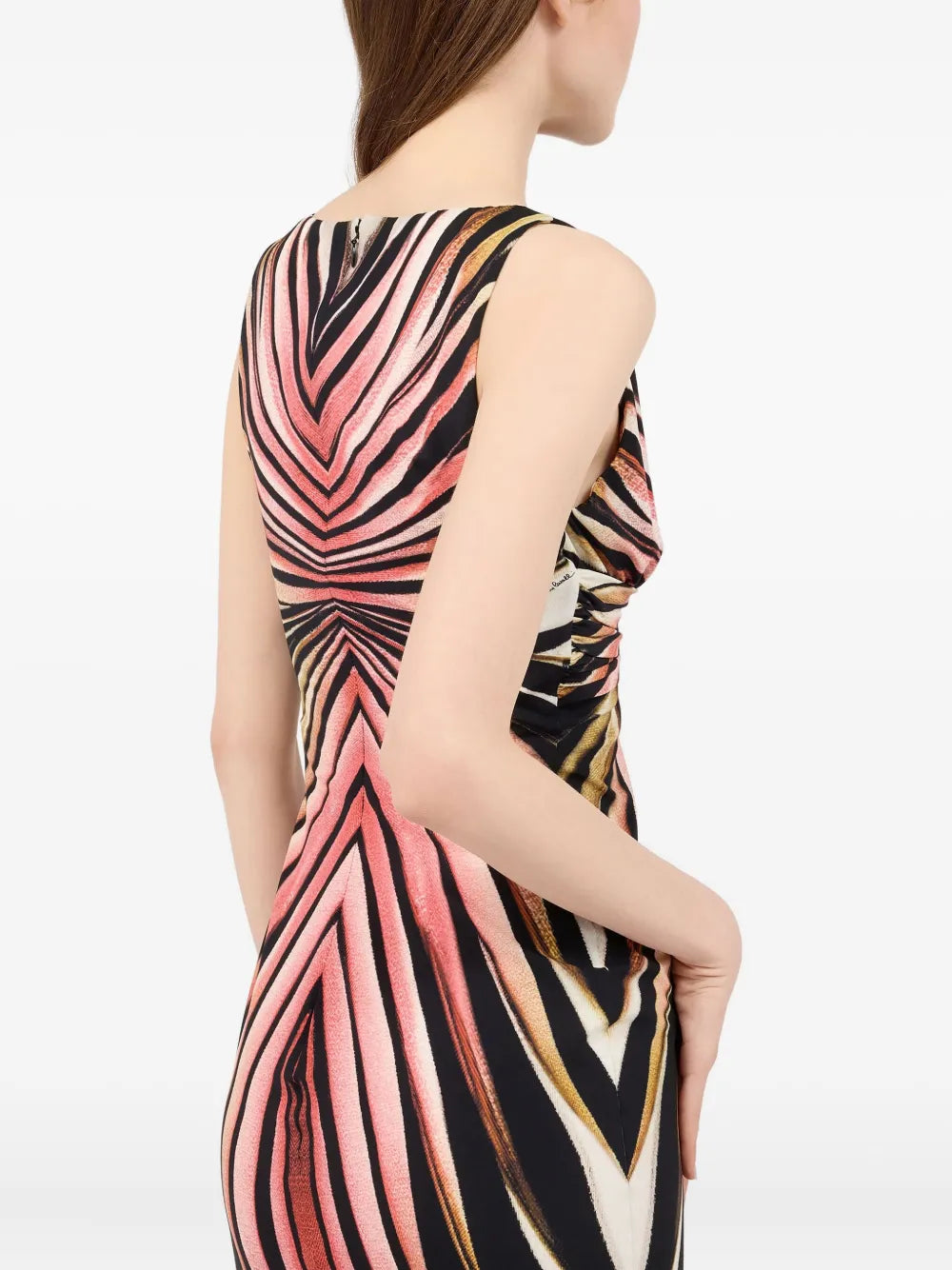 Roberto Cavalli Ray Of Pink Print V Neck Dress