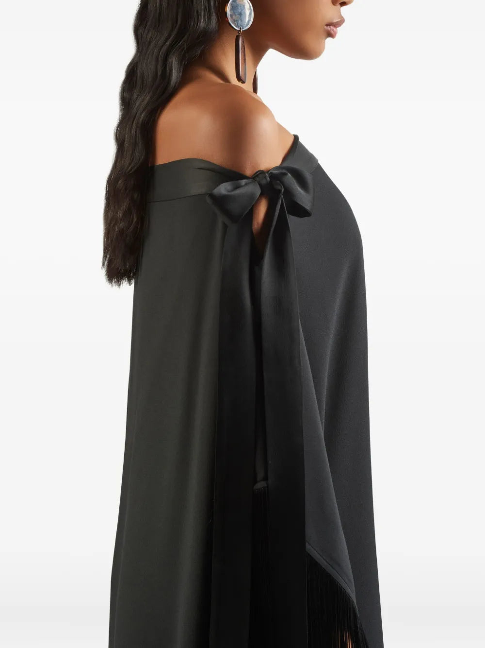 Taller Marmo Aarons Off Shoulder Fringed Midi Dress