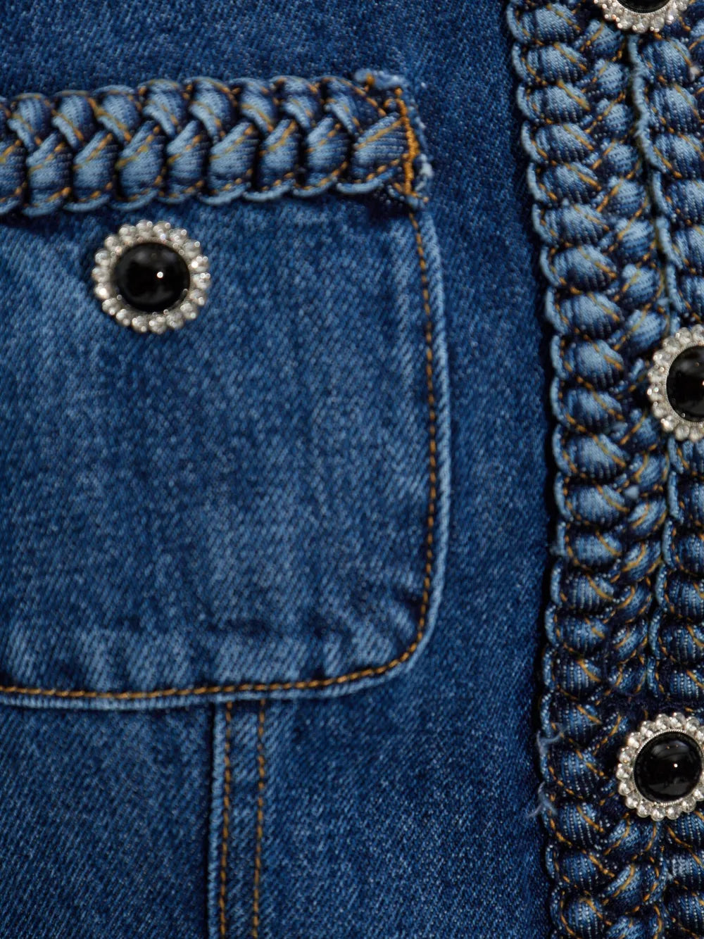 Self Portrait Braided Detail Denim Dress
