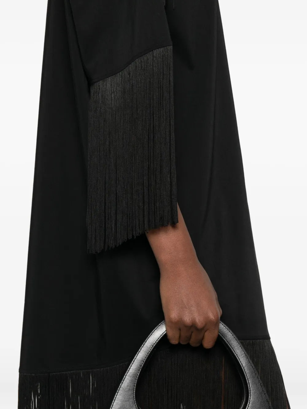 Mm6 Maison Margiela Fringe Trimmed Shirt Midi Dress