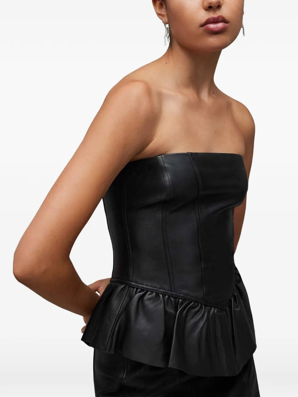 Allsaints Cassie Ruffled Trim Strapless Mini Dress