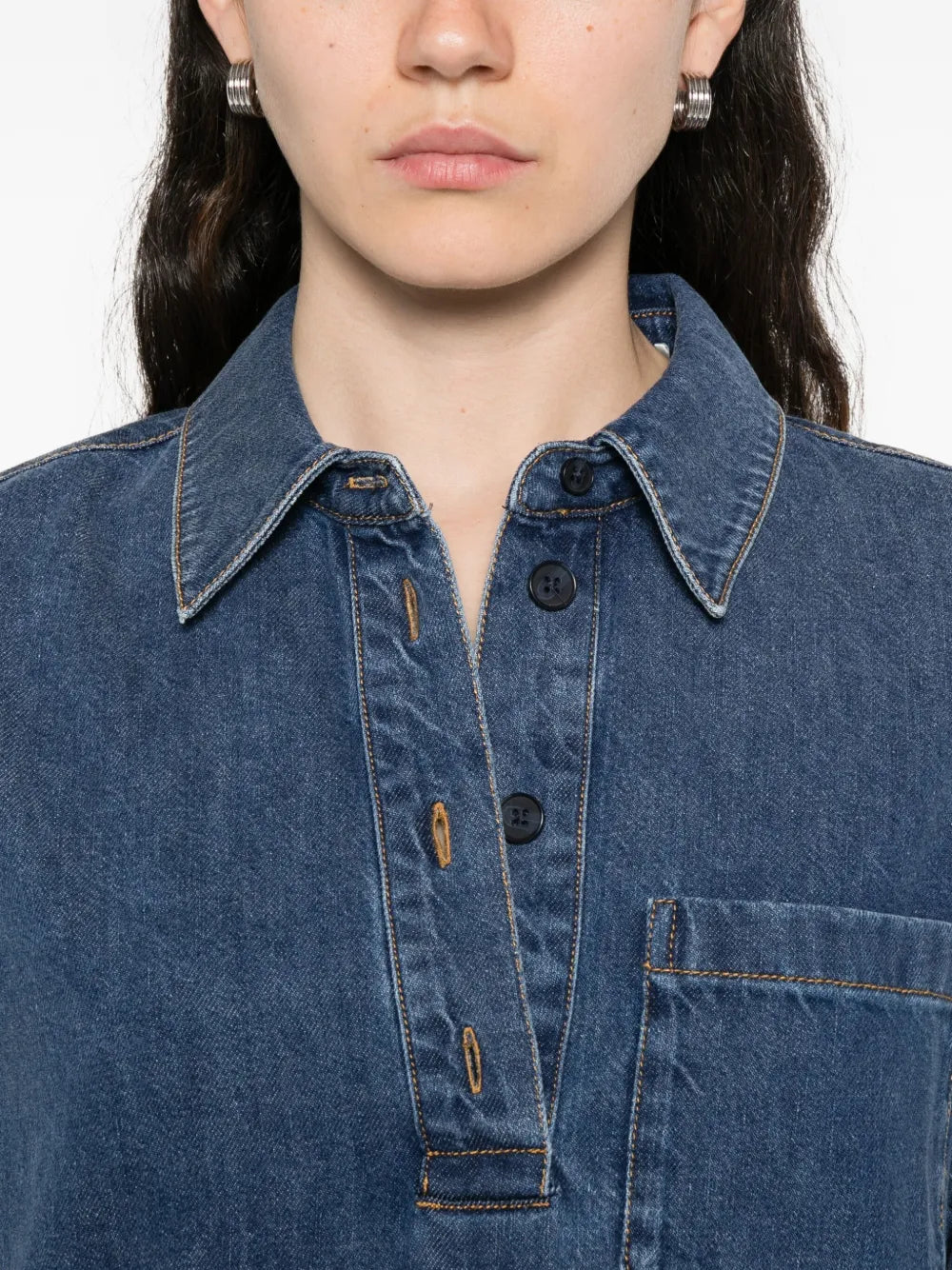 Frame Pleated Denim Shirtdress