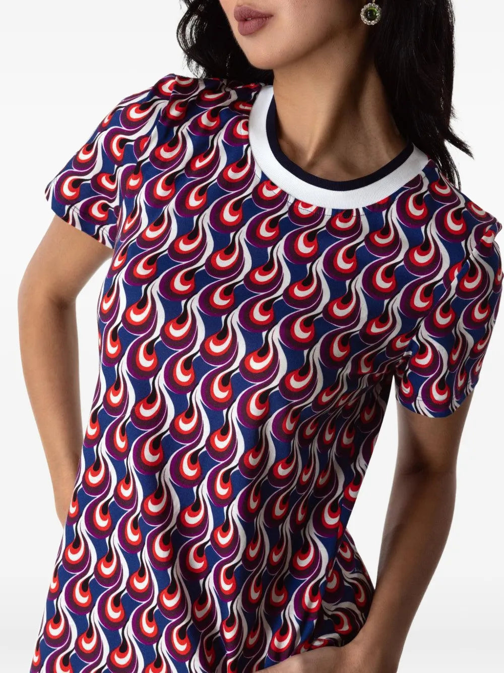 La Doublej Flame Print Short Sleeve Midi Dress