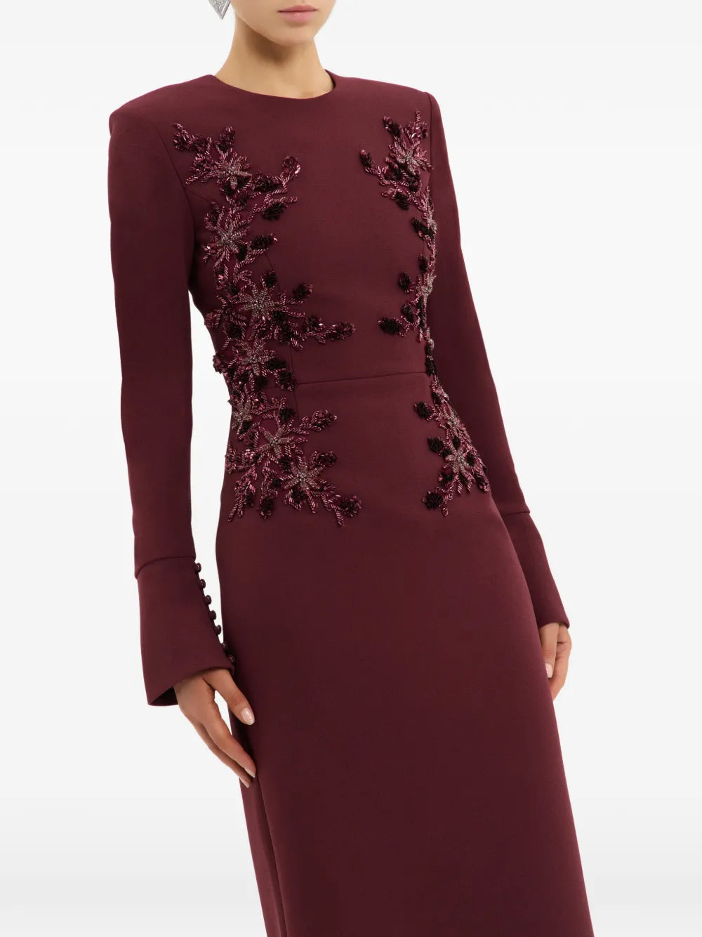Rebecca Vallance Lulee Embellished Long Sleeve Maxi Dress
