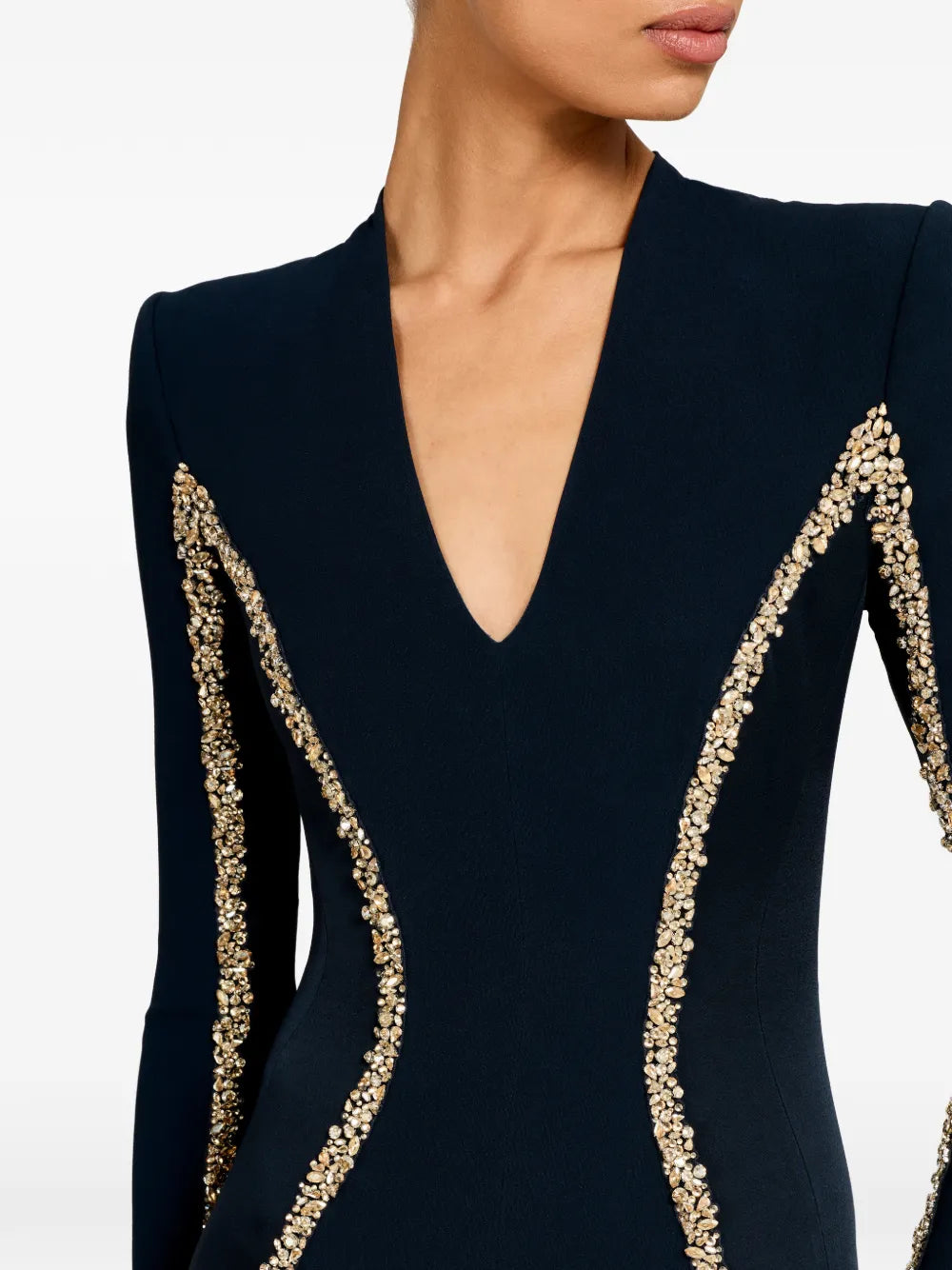 Jenny Packham Ghost Orchid Embellished Long Sleeve Maxi Dress