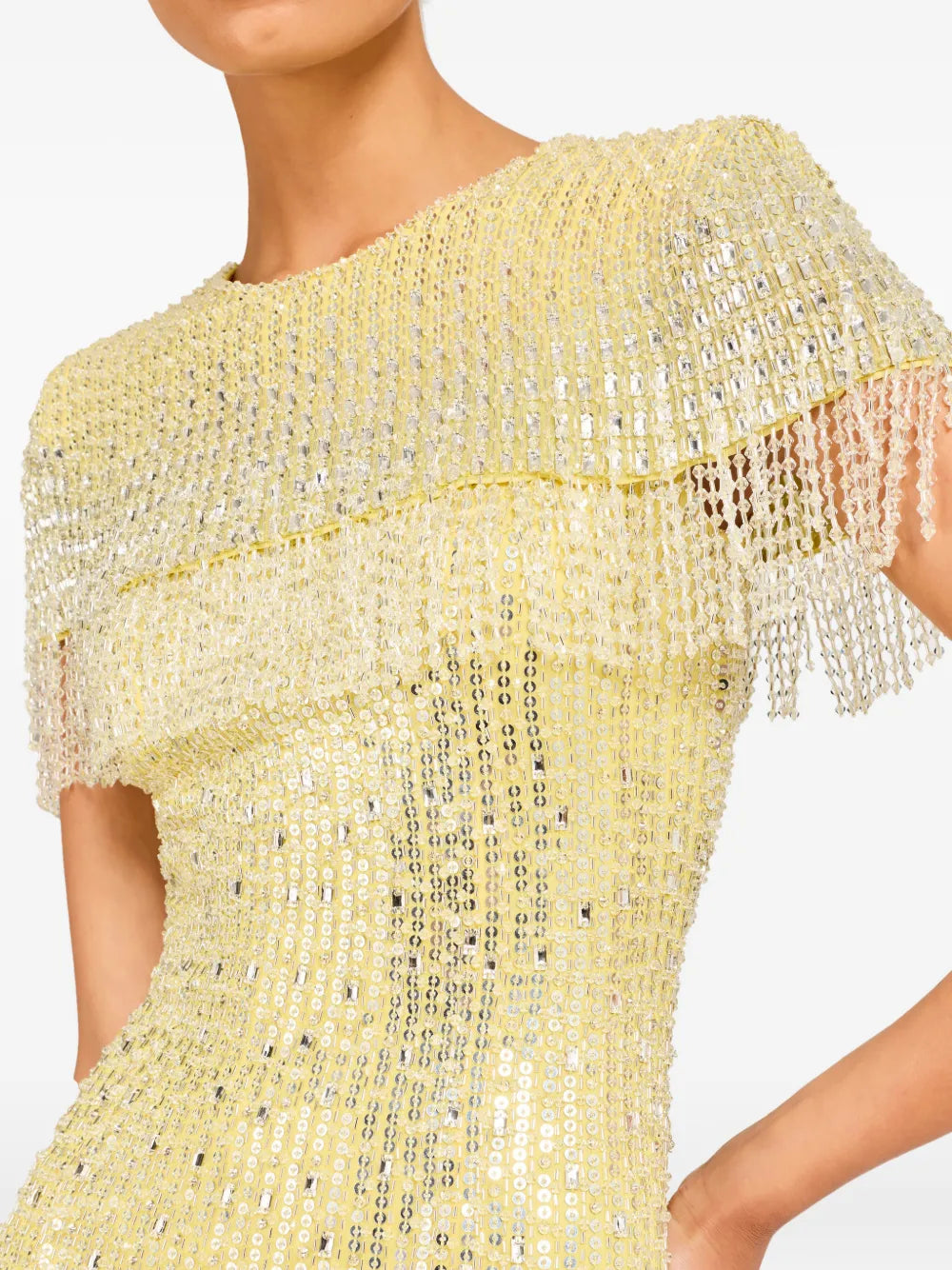 Jenny Packham Swish Beaded Embellished Fringed Mini Dress