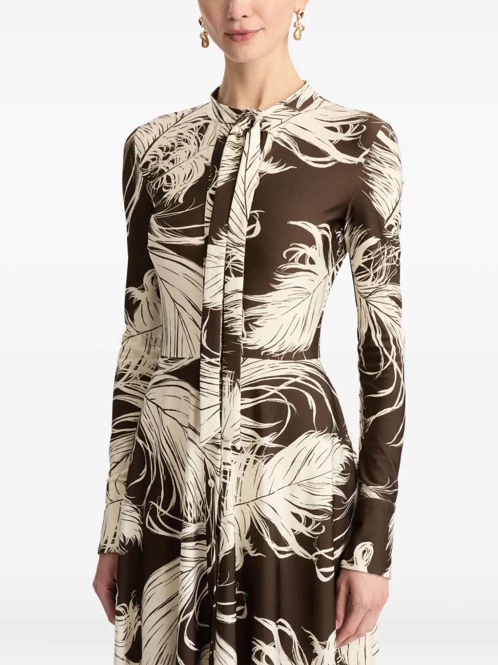 Oscar De La Renta Feather Jersey Midi Dress