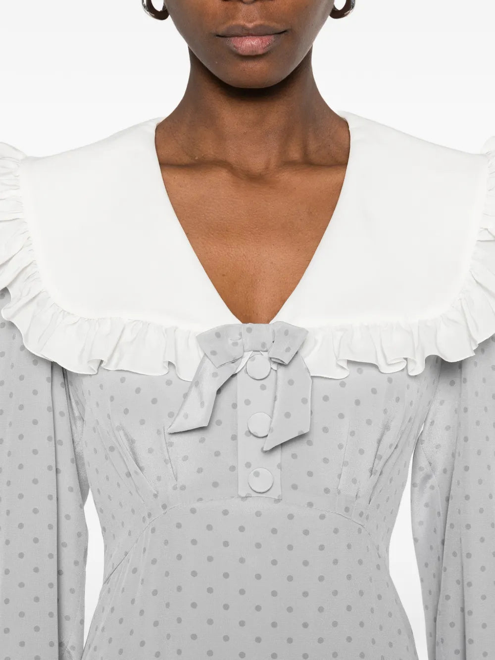 Alessandra Rich Ruffled Polka Dot Midi Dress