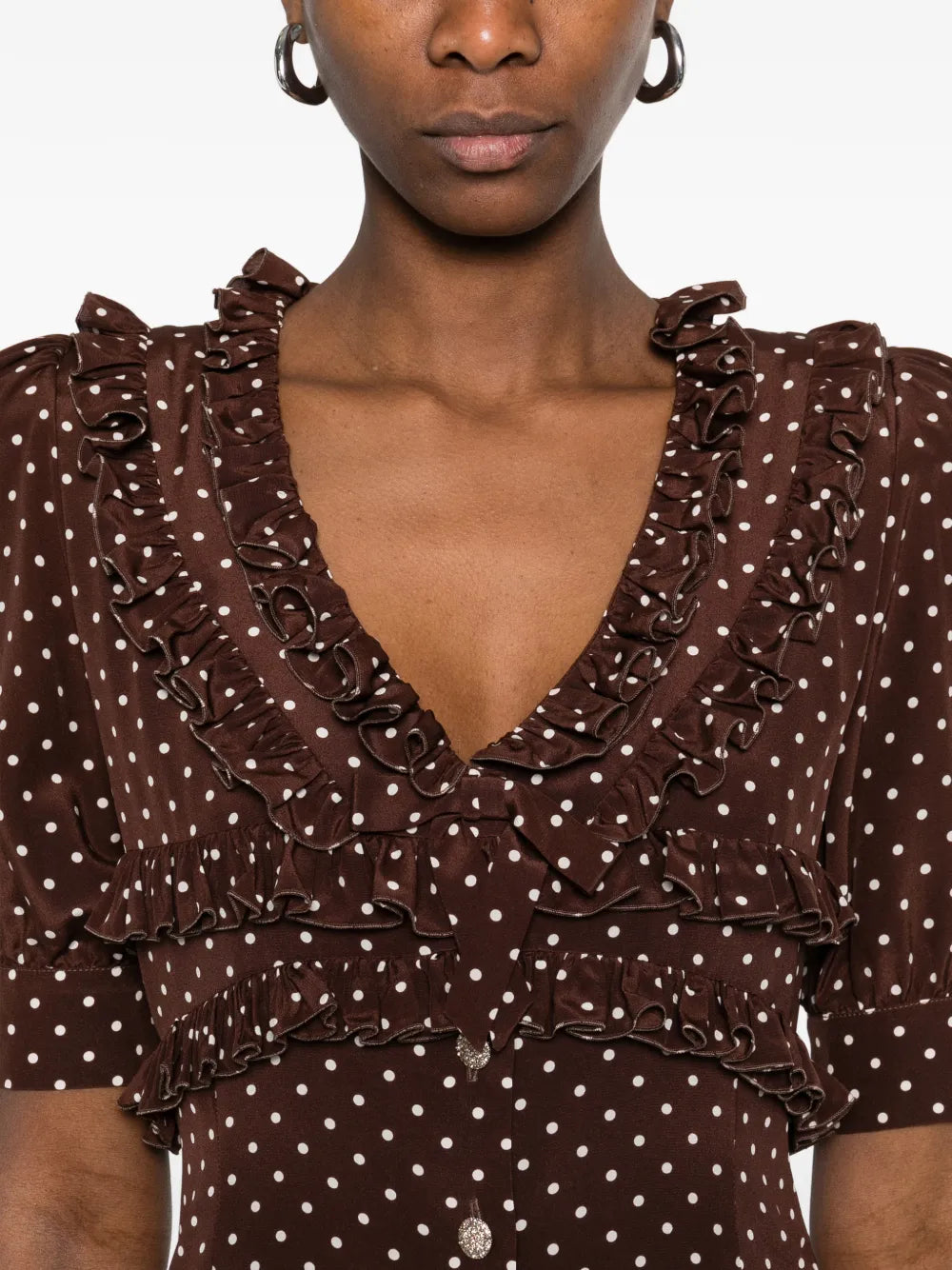 Alessandra Rich Ruffled Polka Dot Mini Dress