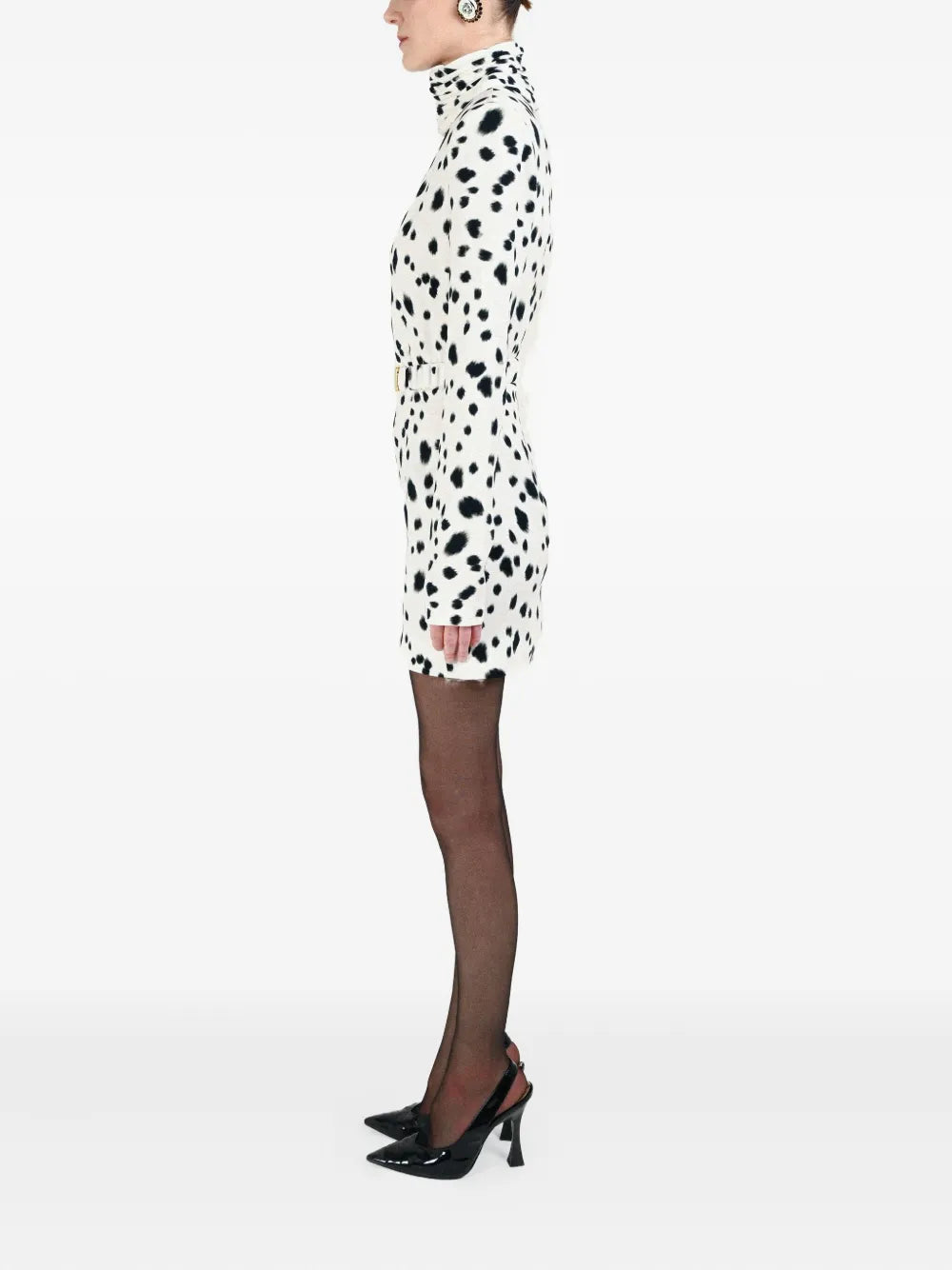 Rowen Rose Dalmatian Draped Collar Mini Dress