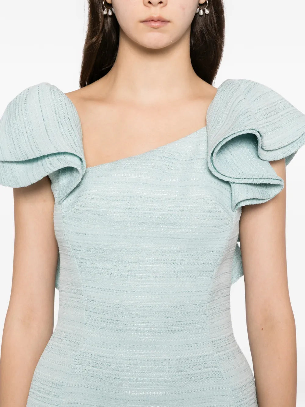 Saiid Kobeisy Ruffled Tweed Short Dress