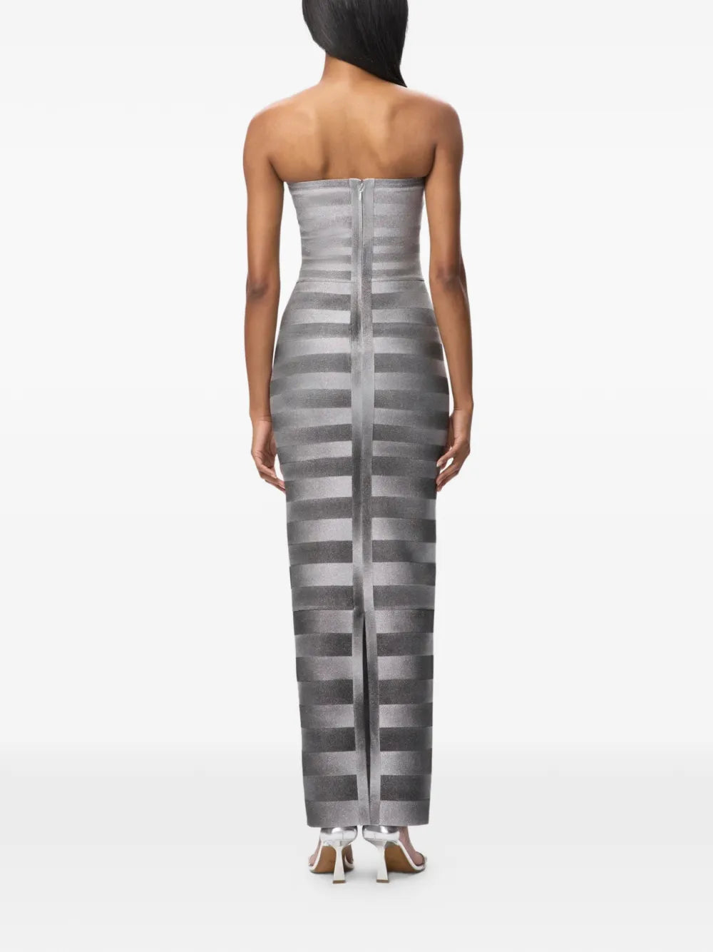 Herve Leger Striped Strapless Dress