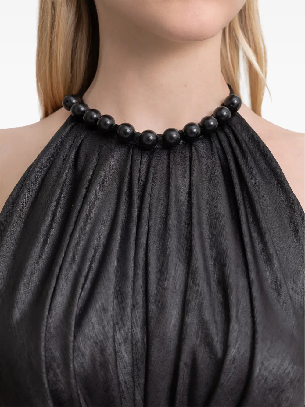 Gemy Maalouf Embellished Neck Draped Maxi Dress