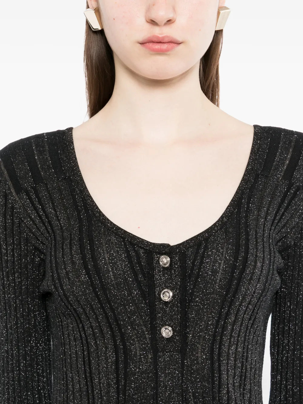 Versace Button Ribbed Dress
