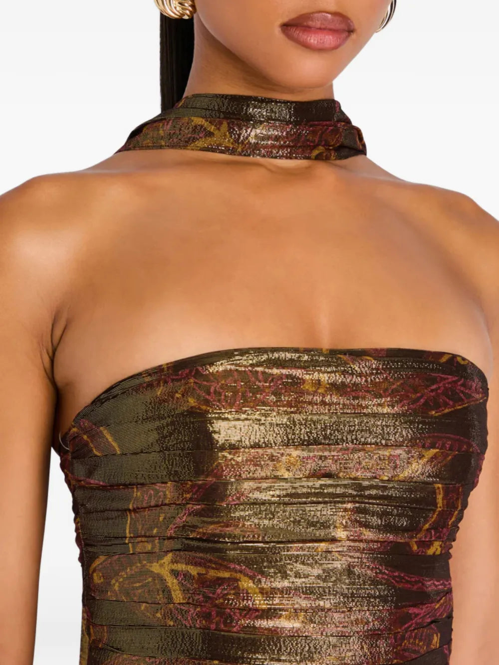 Retrofete Metallic Choker Strapless Dress
