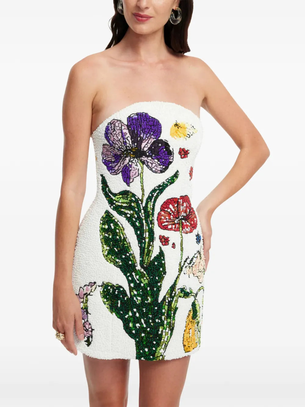 Leo Lin Floral Strapless Dress