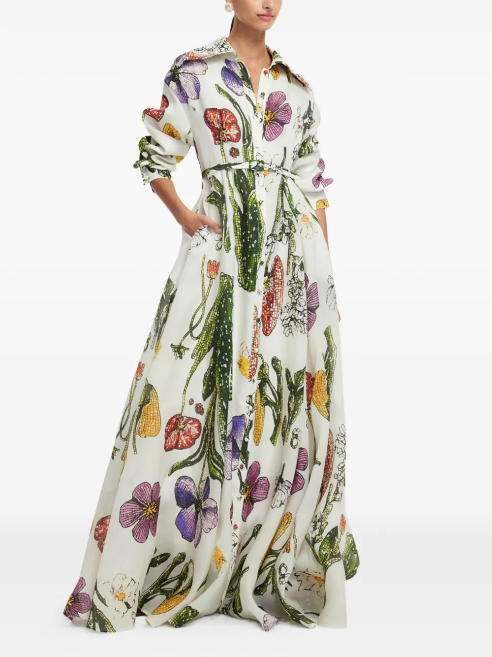 Leo Lin Collared Floral Print Dress