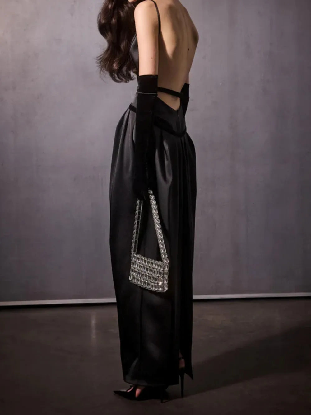 Retrofete Square Neck Velvet Waist Dress