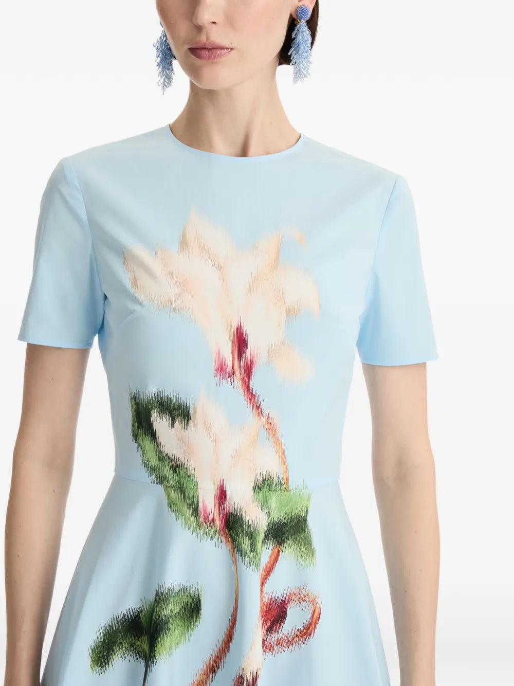 Oscar De La Renta Floral Print Midi Dress