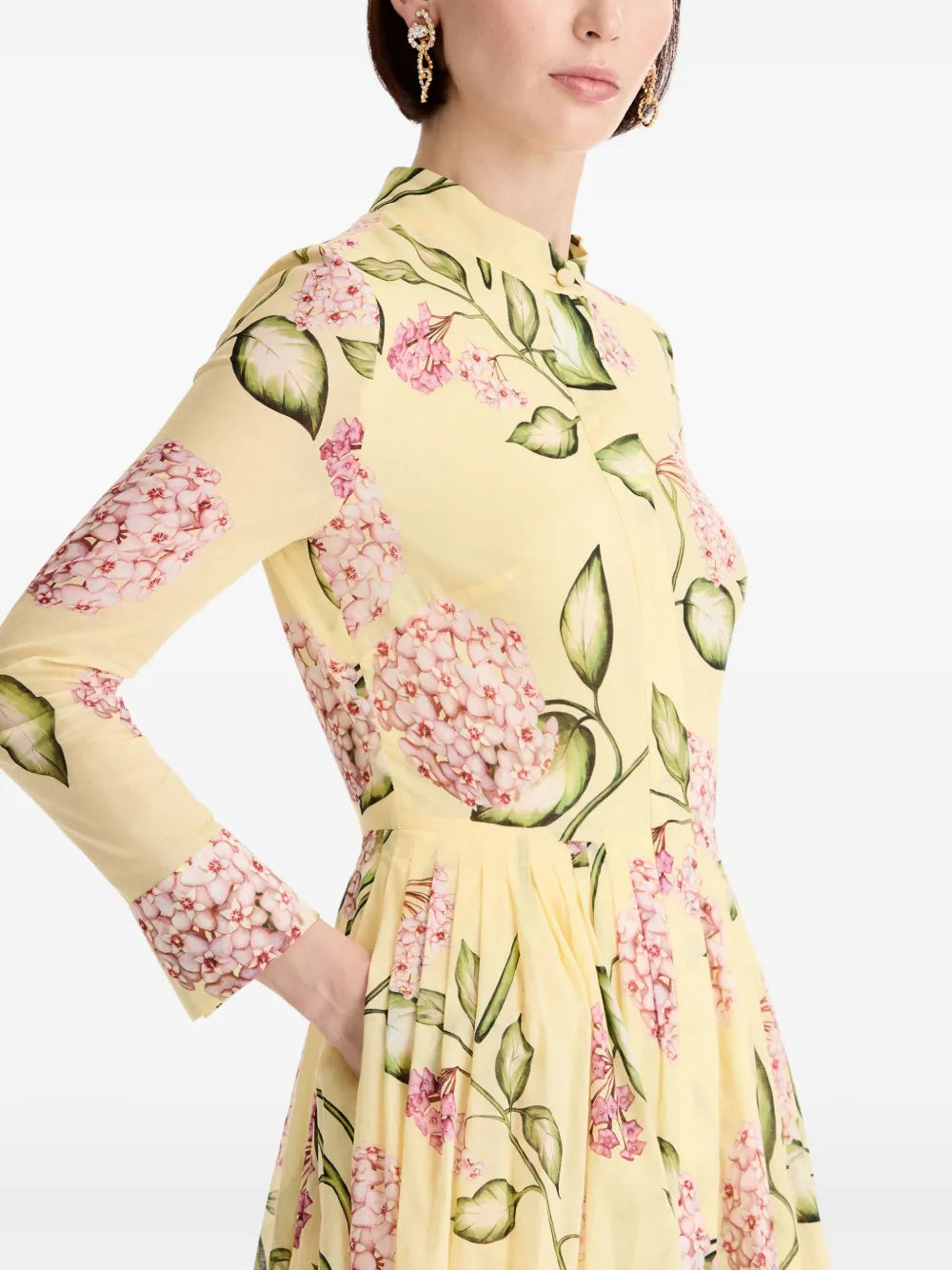 Oscar De La Renta Flower Cotton Poplin Maxi Dress