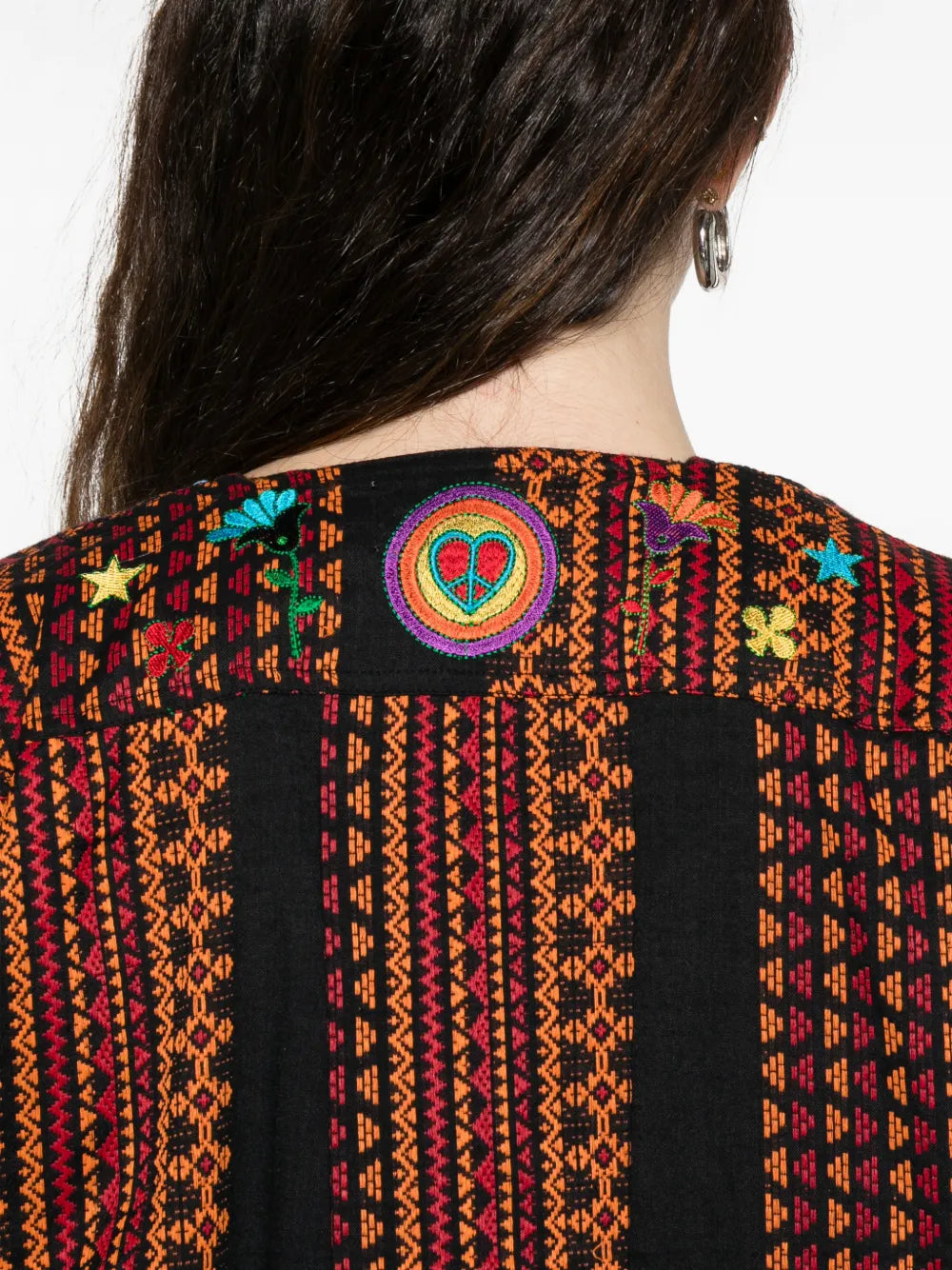 Monoki Sailor Aztec Star Embroidered Patterned Midi Dress