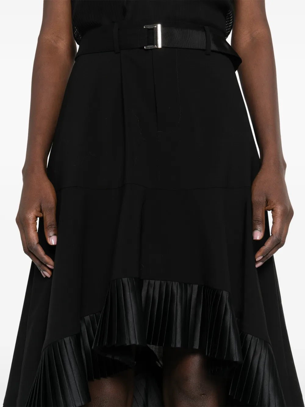 Sacai Pleated Belted Midi Dress