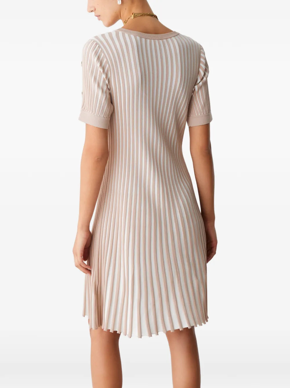 Liu Jo Striped Button V Neck Mini Dress