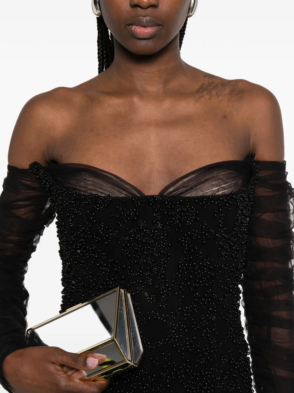 Jean Louis Sabaji Ruffled Beaded Maxi Dress