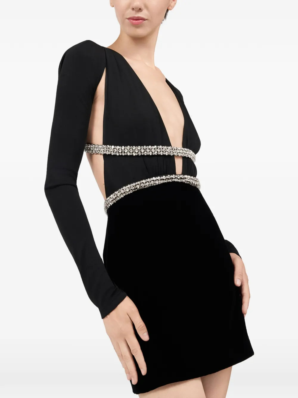 Roberto Cavalli Embellished V Neck Mini Dress