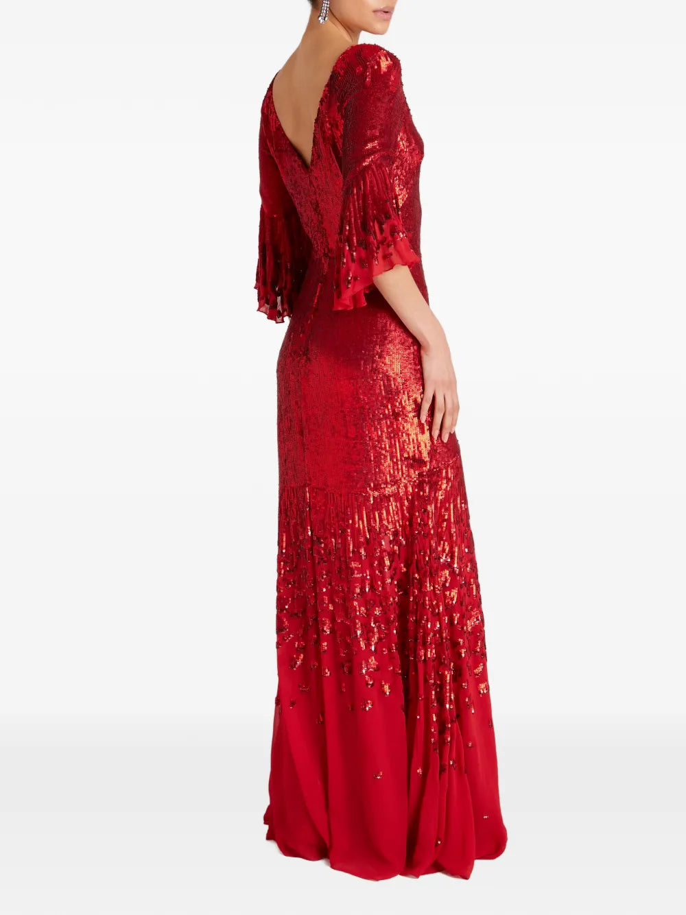 Temperley London Celestial Sequin Embellished Flared Sleeve Maxi Dress