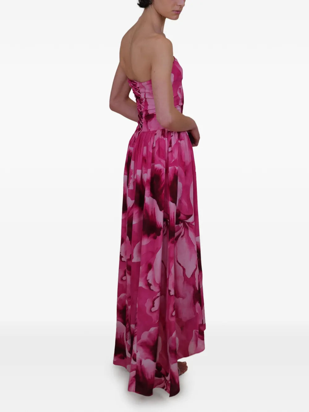 Azeeza Nayara Floral Print Strapless Midi Dress