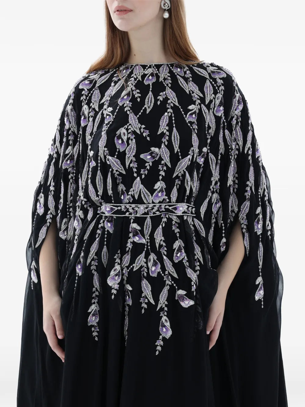 Dina Melwani Embellished Belted Maxi Dress