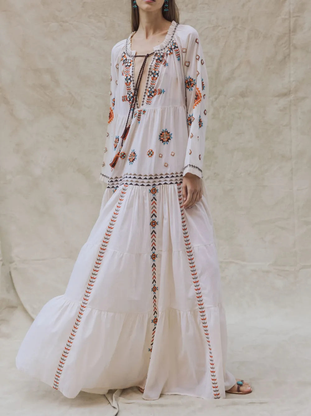 Fortela Arsia Crochet Embroidered Maxi Dress