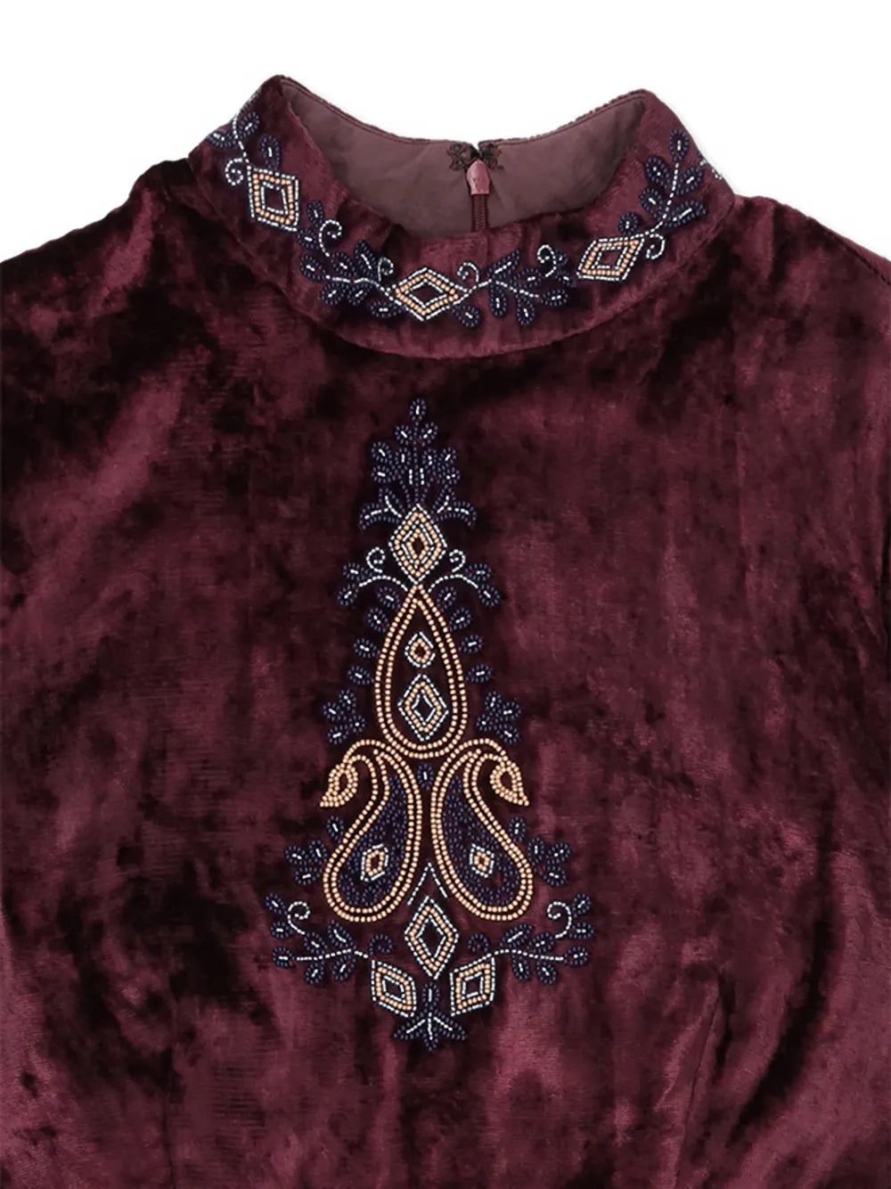 Fortela Georgine Velvet Embroidery Maxi Dress