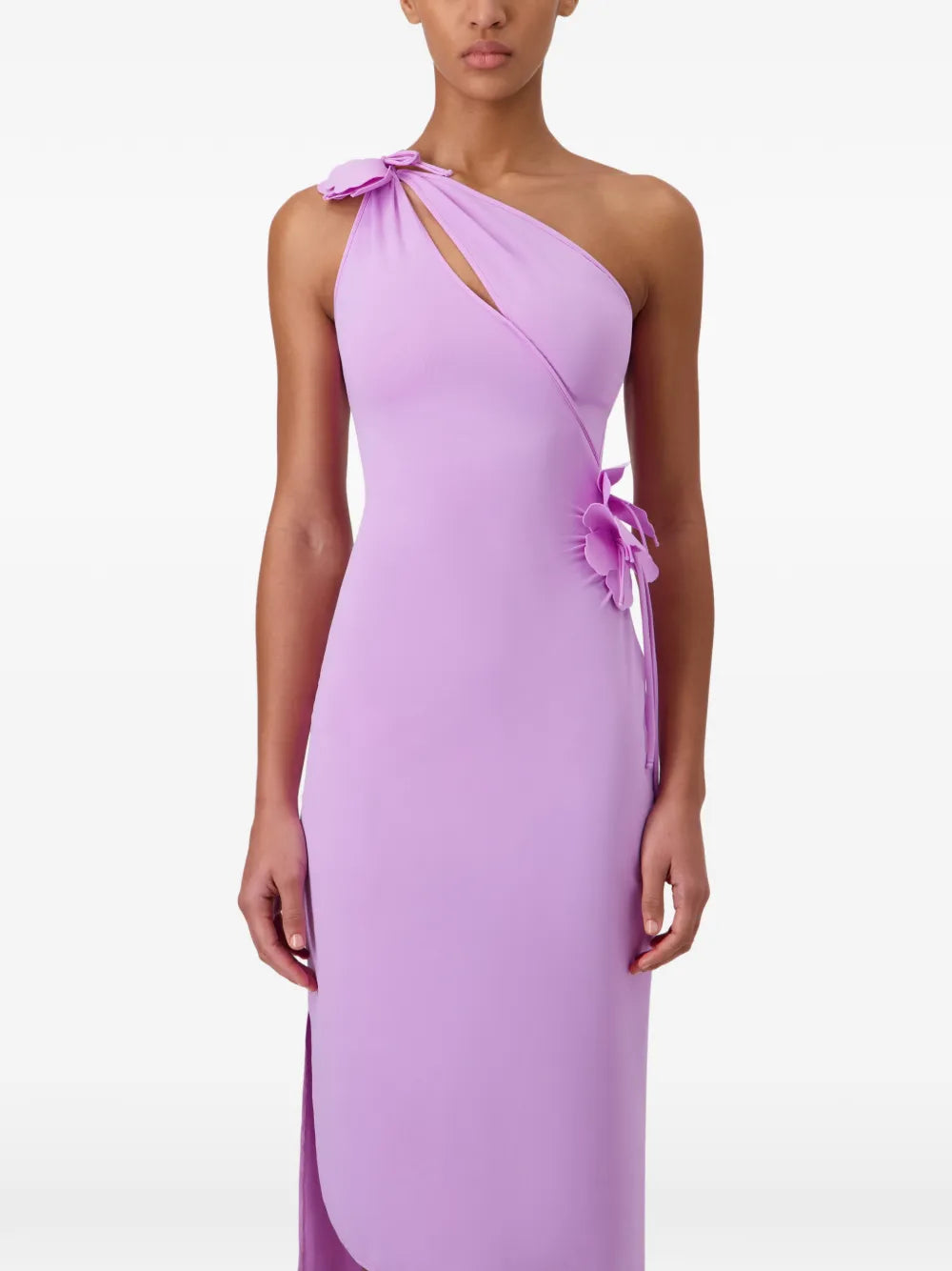 Coperni Asymmetric Flower Gown Midi Dress