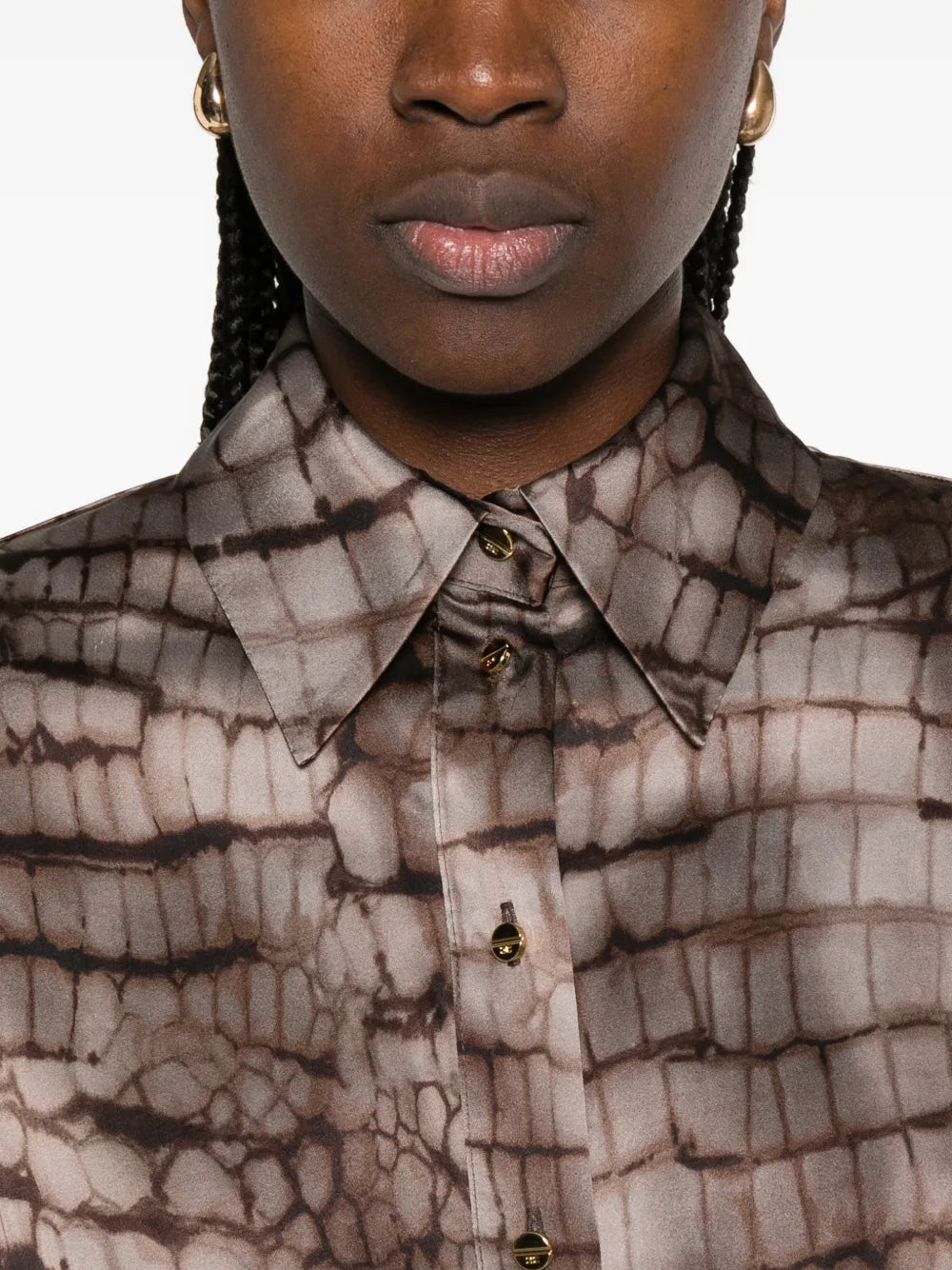 Elisabetta Franchi Collared Patterned Midi Dress